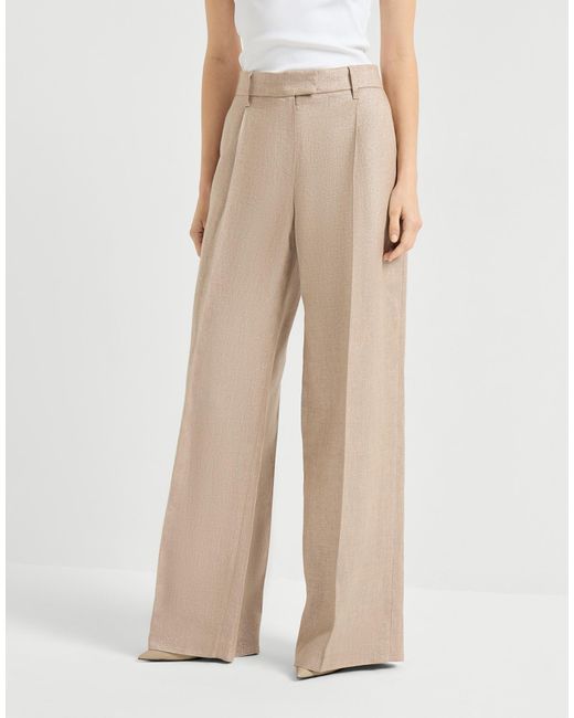 Brunello Cucinelli Natural Loose Pleated Trousers