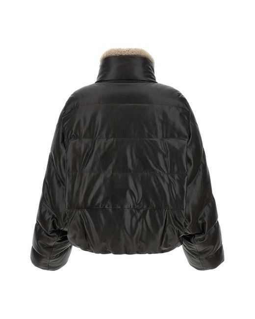 Brunello Cucinelli Black Padded Leather Jacket