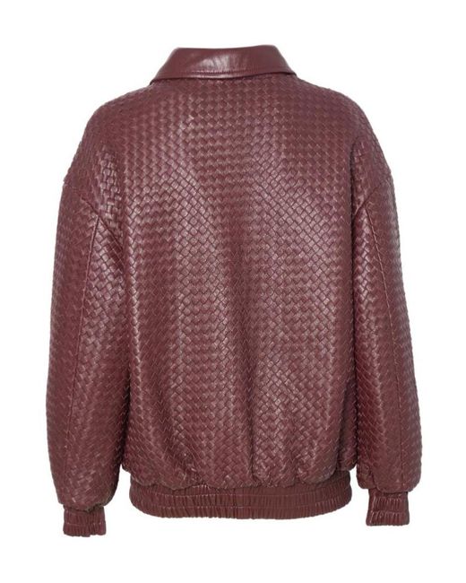 Manokhi Purple Long-Sleeve Leather Jacket