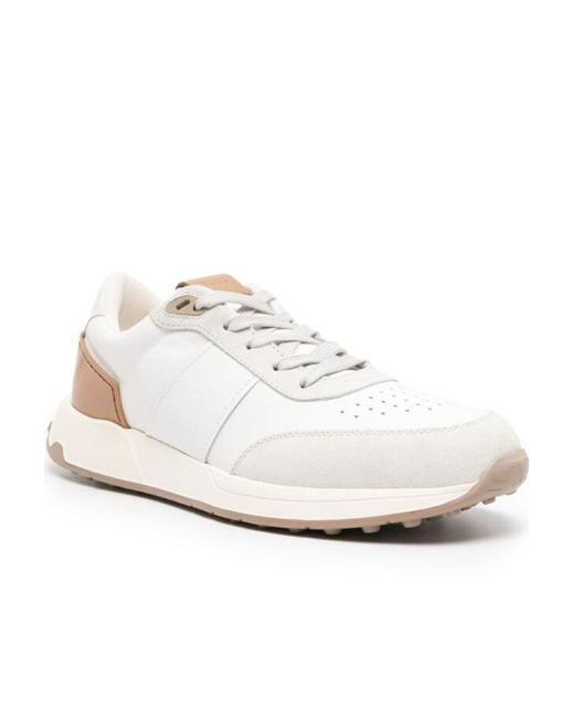 Tod's White Round Toe Lace-Up Sneakers for men