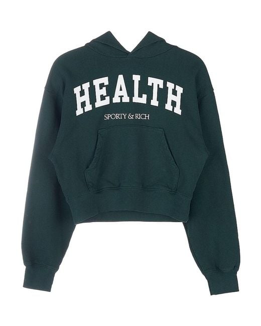 Sporty & Rich Blue Health Ivy Cropped Hoodie