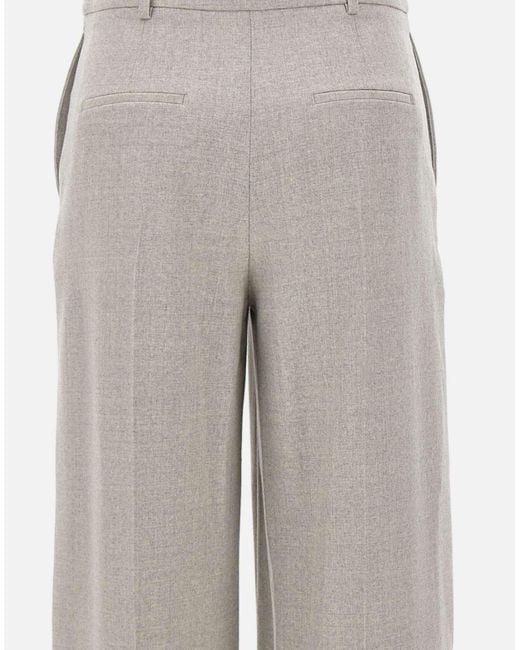 Eleventy Gray Wide-Leg Wool Pants