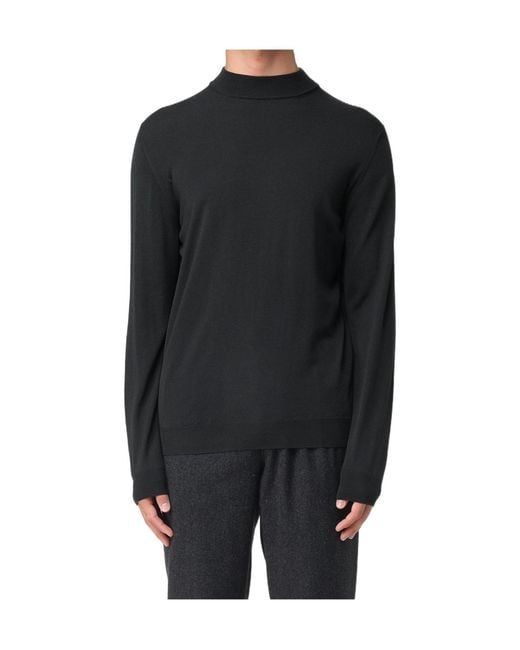 Zanone Black Long-Sleeves Crew-Neck Sweater for men