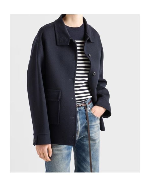 Prada Blue Crewneck Striped Jumper