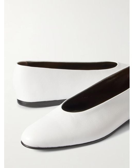 TOVE White Darcy Leather Ballet Flats