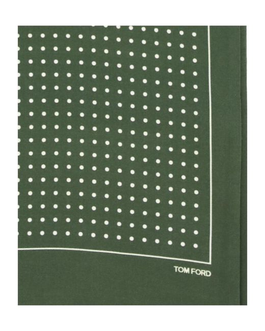 Tom Ford Green Polka Dot Satin Scarf for men