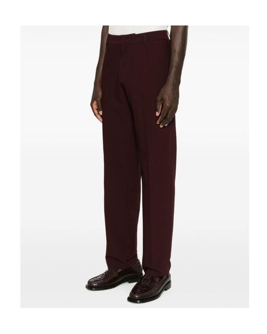 Emporio Armani Red Pressed-Crease Straight-Leg Trousers for men