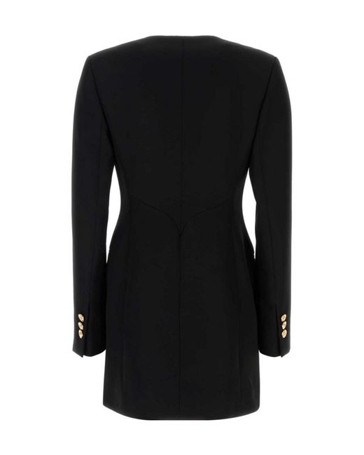 Versace Black Double-Breasted Tailored Blazer