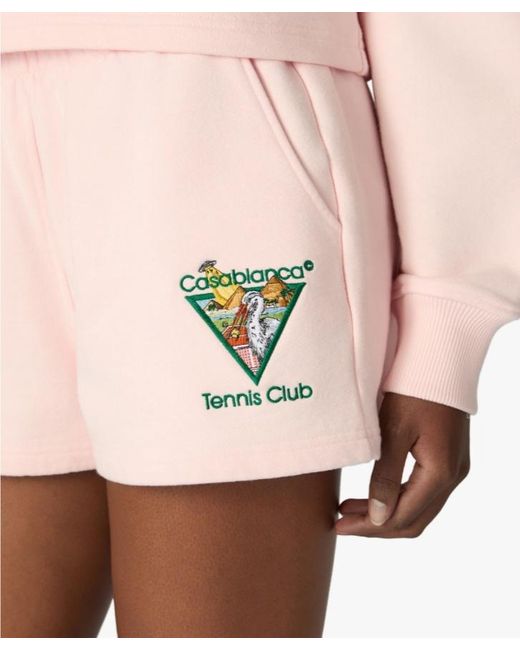 Casablanca Pink Tennis Club Triangle Drawstring Shorts