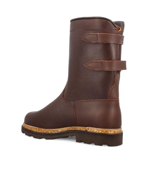 Paraboot Brown Double-Buckled Round Toe Boots for men