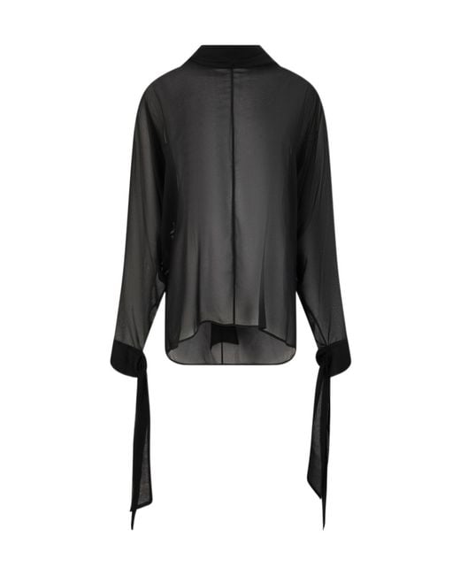 P.A.R.O.S.H. Black Shirt With Bow-Detail Sleeves