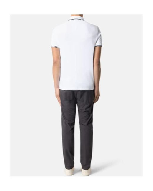 Stone Island White Logo Patch Short-Sleeved Polo Shirt for men