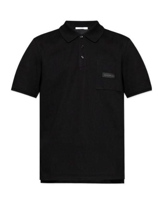 Givenchy Black Logo Patch Short-Sleeved Polo Shirt for men