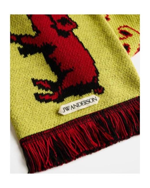 J.W. Anderson White Jw Anderson Piglet Football Jacquard Fringe Scarf