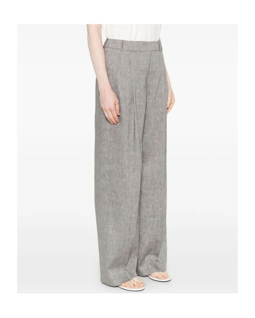 Peserico Gray Straight-Leg Pleated Trousers