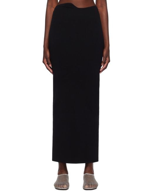 Christopher Esber Black Asymmetric-Waist Midi Skirt