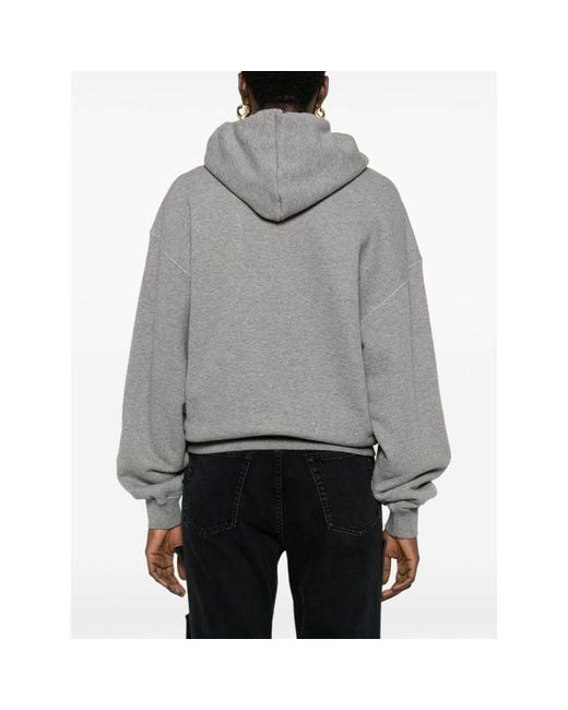 Off-White c/o Virgil Abloh Gray Embroidered-Logo Cotton Hoodie