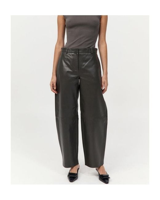 St. Agni Gray Leather Tapered Pants