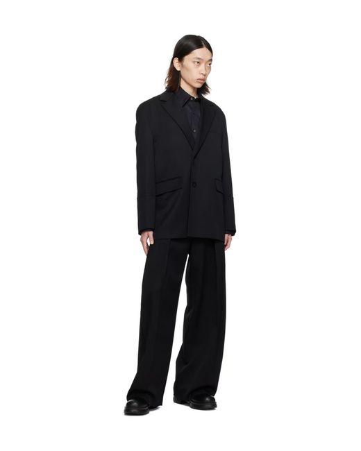 Wooyoungmi Black Point-Neck Long-Sleeved Shirt for men