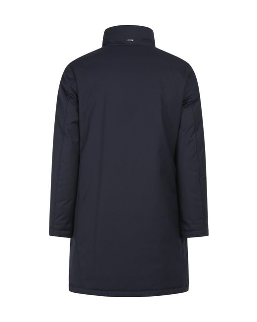 Herno Blue Button-Detailed High-Neck Padded Coat for men