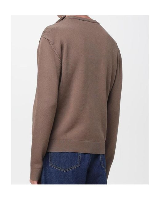Courreges Brown Crew-Neck Embroidered Sweatshirt for men