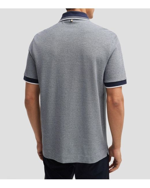 Boss Gray Boss Logo Embroidered Short-Sleeved Polo Shirt for men