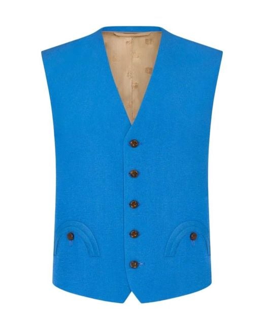 Blazé Milano Blue Front-Pocket Waistcoat