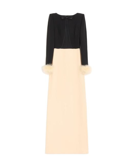 Valentino Black Cady Couture Long Dress With Feathers