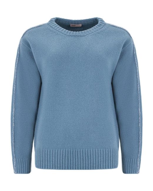 Herno Blue Crew-Neck Wool Sweater
