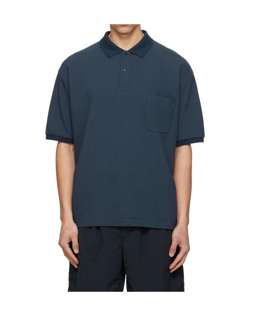 Nanamica Blue Short-Sleeved Polo Shirt for men