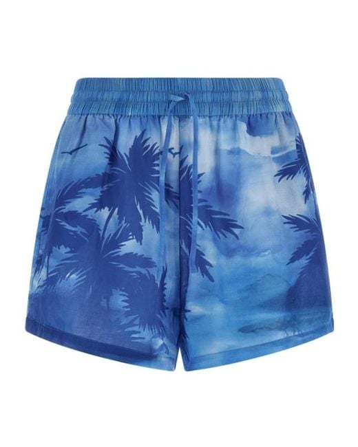 Polo Ralph Lauren Blue Palm Cotton Shirt And Shorts Set