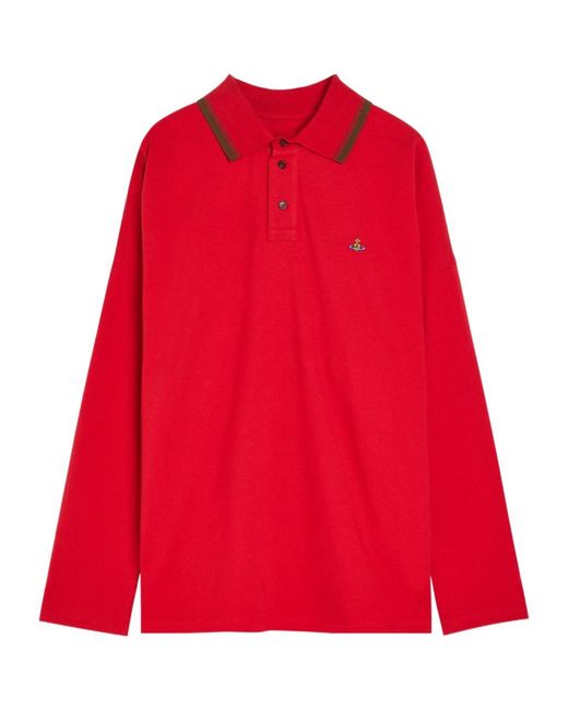 Vivienne Westwood Red Oversized Piqué Cotton Polo Shirt for men