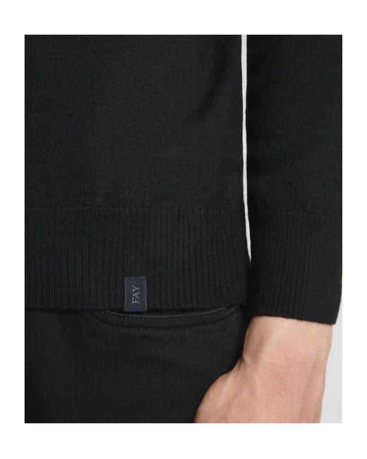 Fay Black High Neck Wool Sweater for men