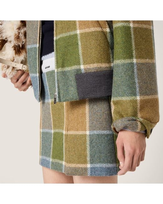 Miu Miu Green Checked Blouson Jacket