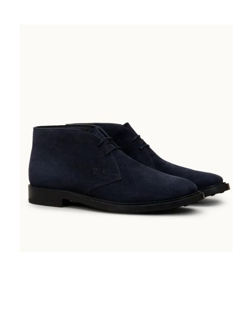 Tod's Blue Desert Almond-Toe Ankle Boots for men