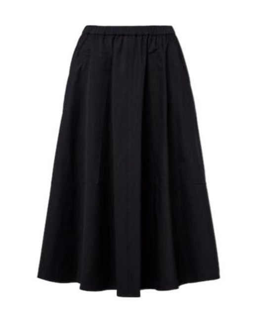 Vince Black Cotton Midi Skirt