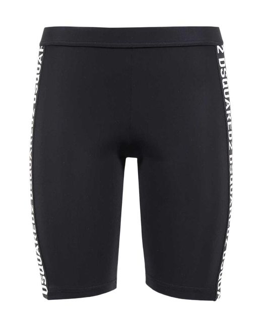DSquared² Blue Contrast-Logo Print Shorts