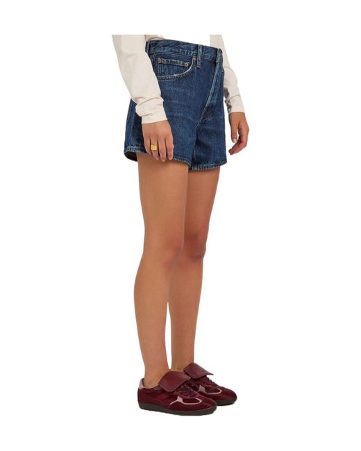 Agolde Blue Parker Distressed Denim Shorts