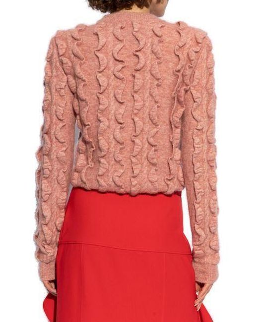 Moschino Pink Ruffled Crewneck Jumper
