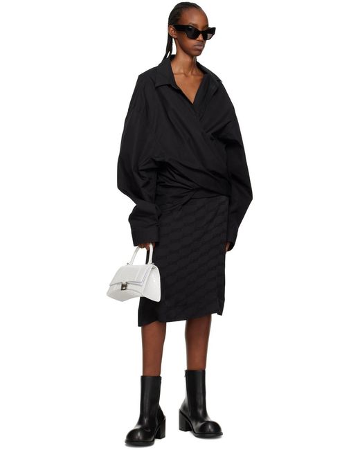 Balenciaga White Borsetta Hourglass Con Lavorazione Coccodrillo Da Donna