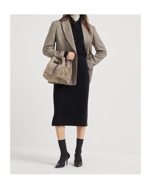 Brunello Cucinelli Black Cashmere Midi Skirt