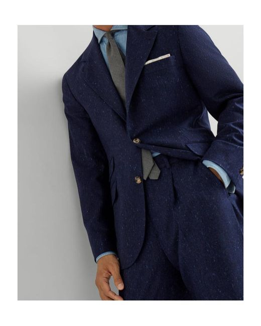Brunello Cucinelli Blue Speckled Single-Breasted Blazer for men