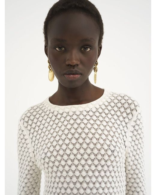 Chloé White Pointelle-Knit Mini Dress