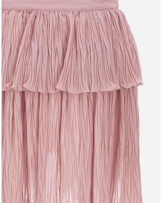 Blumarine Pink Tiered Asymmetric Pleated Skirt