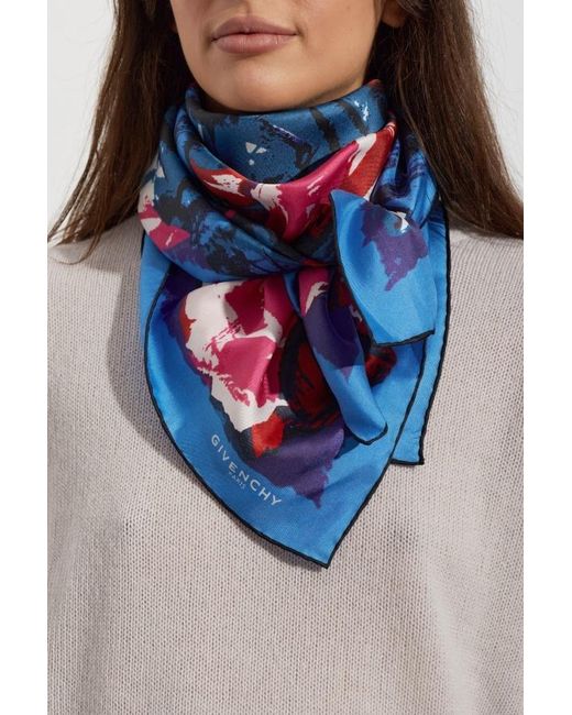 Givenchy Blue Square Silk Scarf