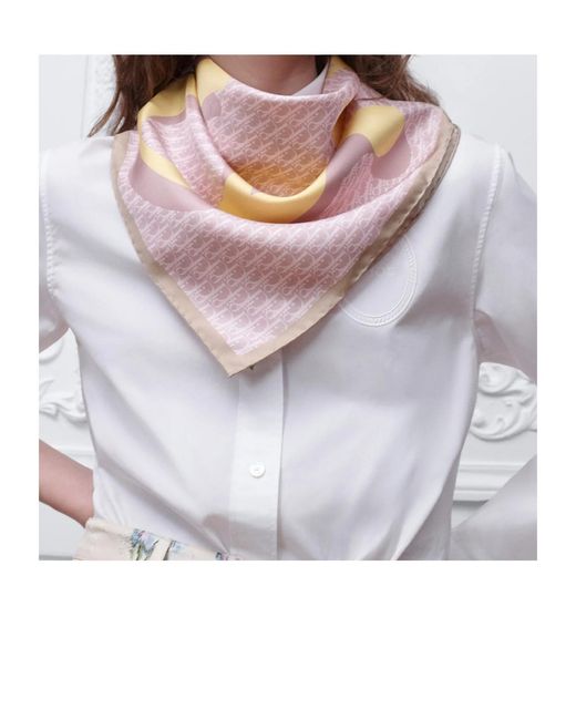 Dior White Square Silk Scarf