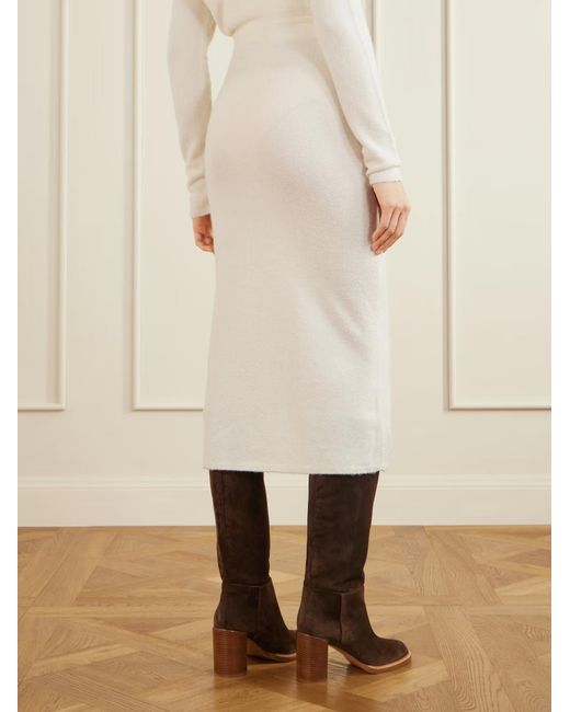 Gabriela Hearst White Elastic Waist Midi Skirt