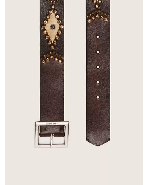 Golden Goose Deluxe Brand Brown Studded Pony-Hair Belt