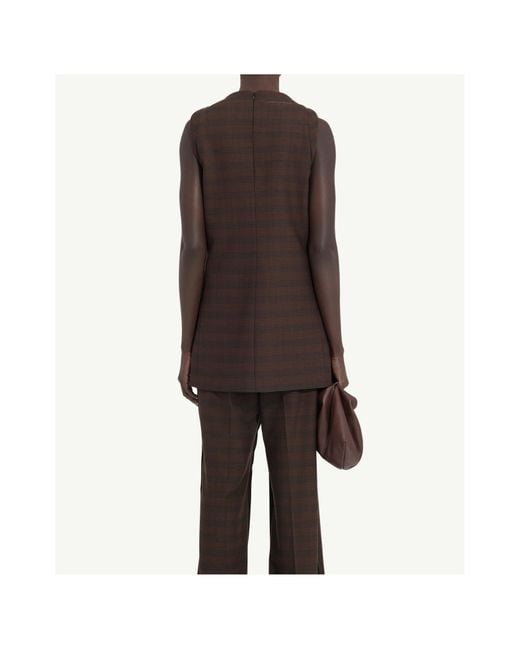 MM6 by Maison Margiela Brown Sleeveless Striped Mini Dress