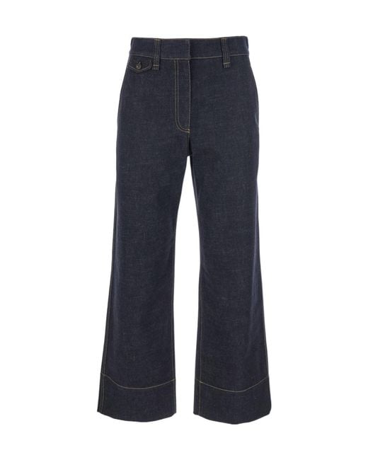 Brunello Cucinelli Blue Zipped Wide-Leg Jeans